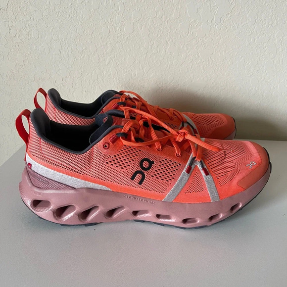 Men’s On Cloudsurfer Trail Shoes in Flame Dustrose Size 13 - Picture 2 of 8
